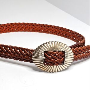 ROC Vtg Braided Belt With Large Concho Buckle